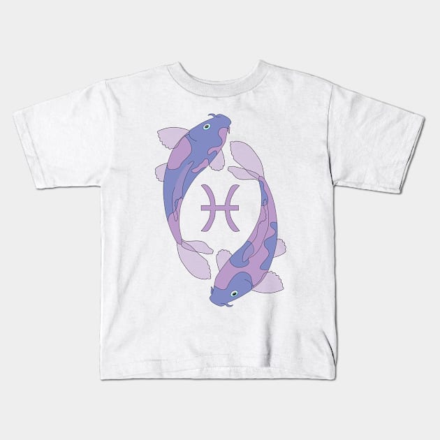 Pisces (Light Purple) Kids T-Shirt by ziafrazier